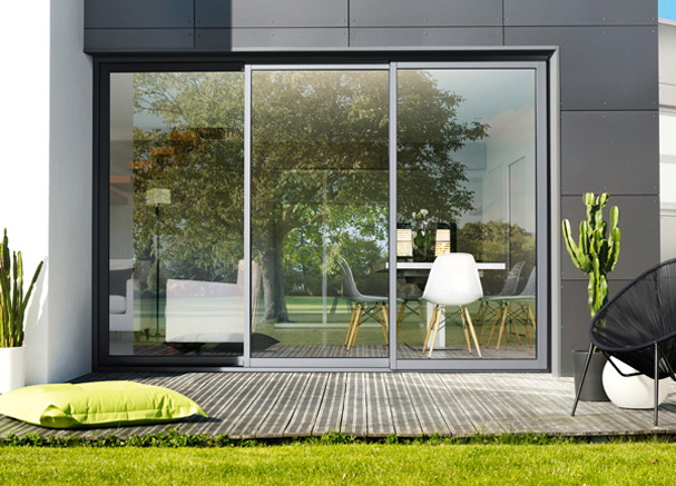 Baie coulissante aluminium 3 vantaux 3 rails Anse